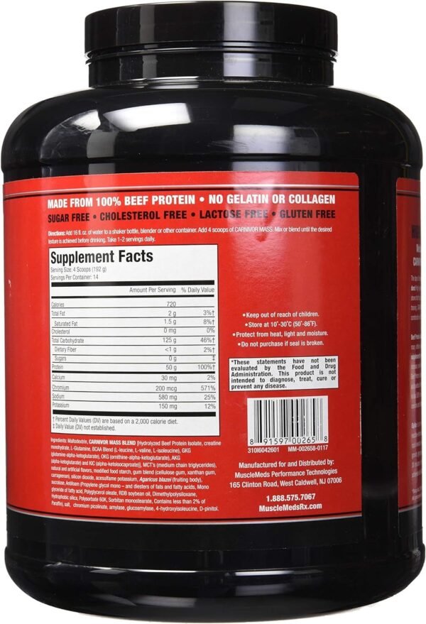 Musclemeds Carnivor Mass 6Lbs Vanilla - Imagen 2
