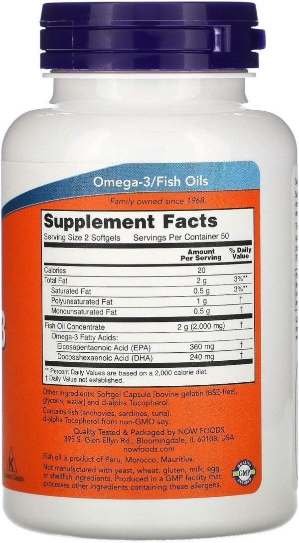 Now Foods Omega 3 100 Softgels - Imagen 2