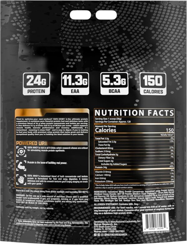 Nutrex 100% Whey 10Lbs Chocolate - Imagen 2