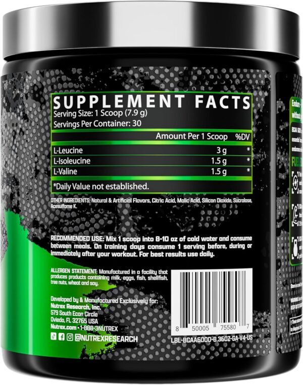 Nutrex Bcaa 6000 30 Servings Green Apple - Imagen 2