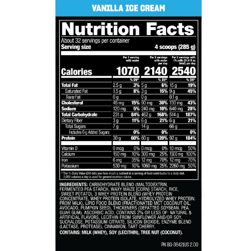 Mutant Mass extreme 2500 Vainilla 12 lb - Imagen 2