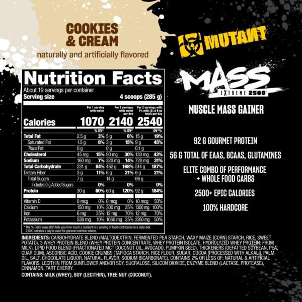 Mutant Mass Extreme 2500 cookies and cream - Imagen 2