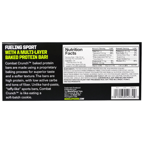 Muscle Pharm Combat Bar box Chocolate con mani (Unidad) - Imagen 2