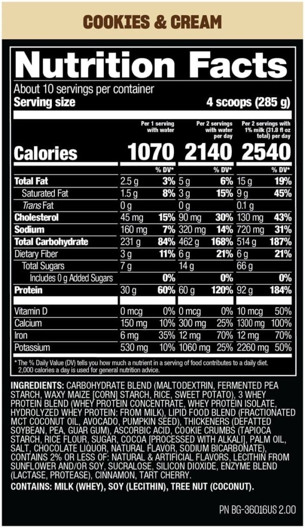 Mutant Mass Extreme 2500 cookies and cream - Imagen 3