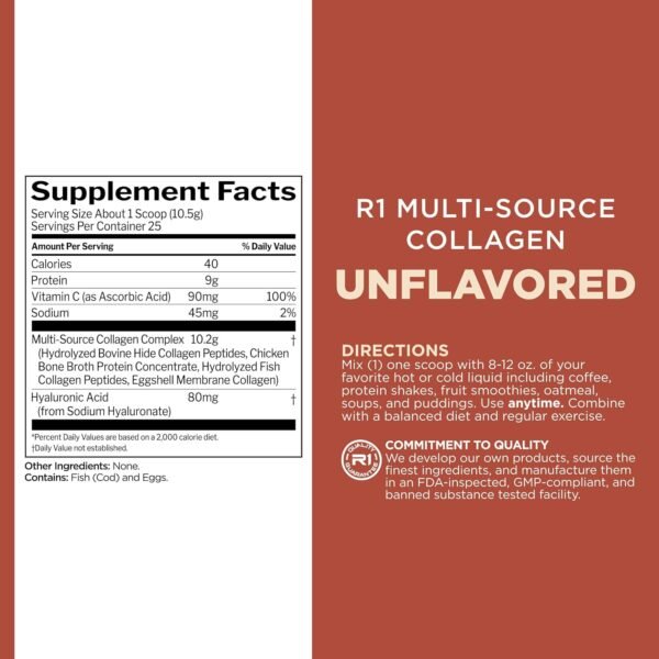 Rule 1 Multi - Source Collagen 25 Servidas Sin Sabor - Imagen 2